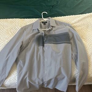 Alfani Men's Black and White Striped Shirt Jacket